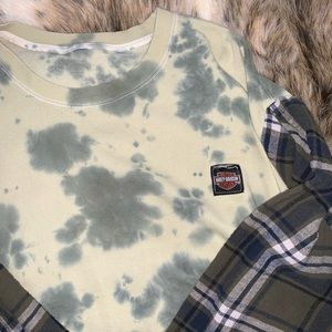 Harley Davidson Tie-dye Flannel Sweatshirt